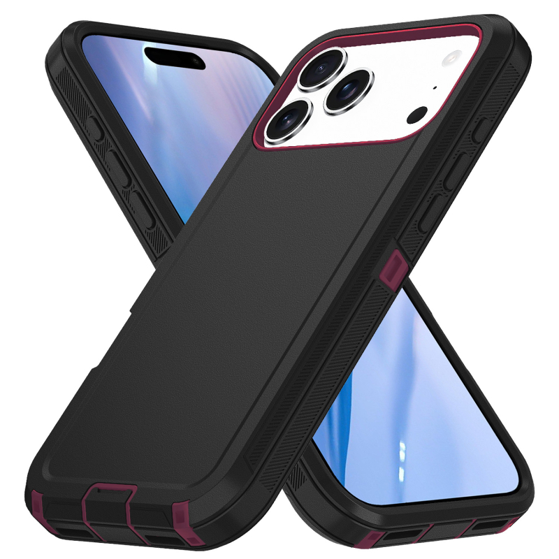 За iPhone 17 Pro Max двуслоен калъф от PC и TPU, едноцветен, удароустойчив
