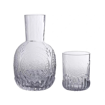 Set de fierbătoare din sticlă cu relief, pentru apă rece, stil retro-lux, rezistent la căldură, pentru uz casnic