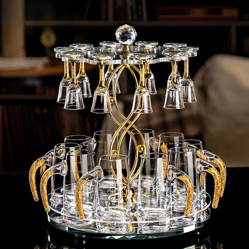 Cupe de băut în stil chinezesc pentru uz casnic, din sticlă cristal, pahare mici de vin elegante cu dozator, set de pahare și suport pentru pahare