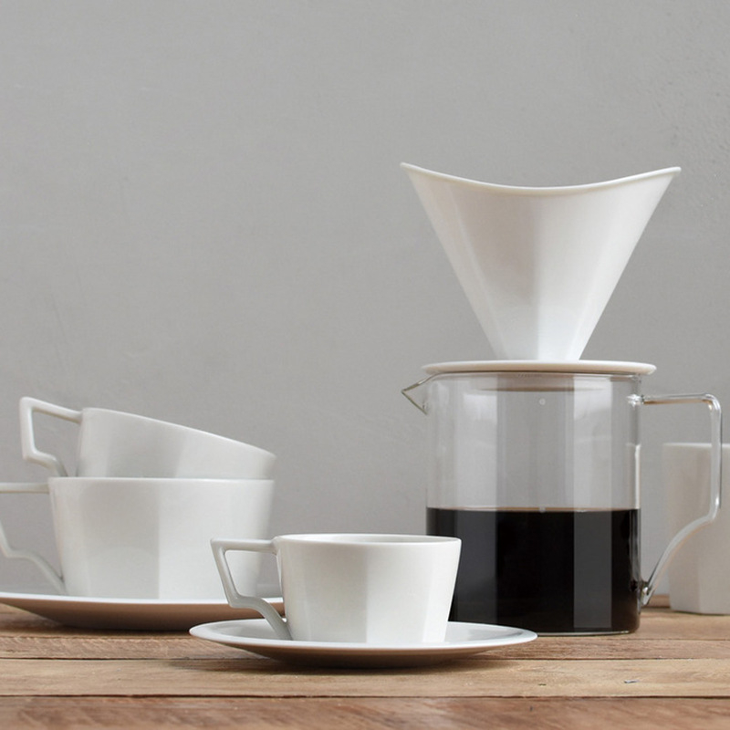 Ceașcă ceramică geometrică pentru cafea - latte și cappuccino, design modern minimalist