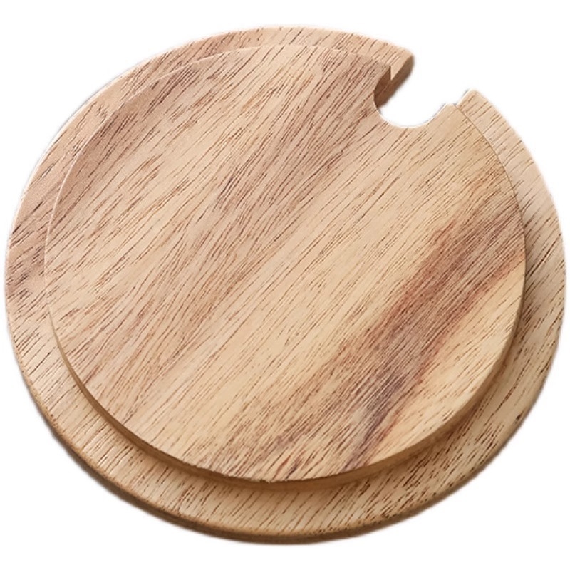 Capac circular universal din lemn de acacie pentru cești, utilizare casnică, multifuncțional pentru căni din ceramică și sticlă