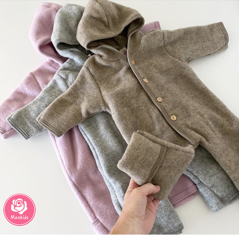 Uniszex gyermek fleece overál kapucnival, nordikus téli stílus, 2025