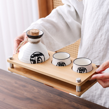Set de pahare pentru sake în stil japonez, porțelan, pahare mici de sake, dozator de băuturi și flacon de încălzire, set de 3 piese