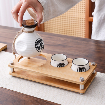 Set de pahare pentru sake în stil japonez, porțelan, pahare mici de sake, dozator de băuturi și flacon de încălzire, set de 3 piese