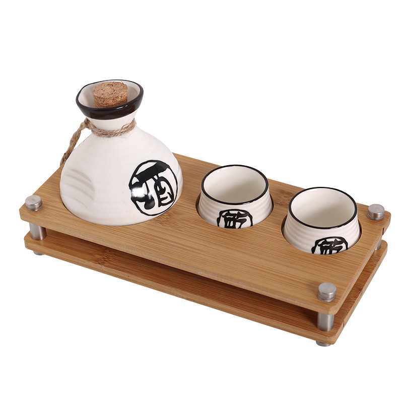Set de pahare pentru sake în stil japonez, porțelan, pahare mici de sake, dozator de băuturi și flacon de încălzire, set de 3 piese