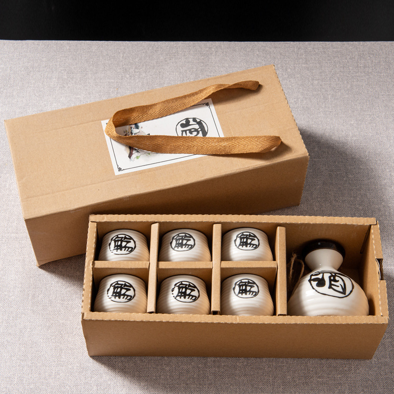 Set de pahare pentru sake în stil japonez, porțelan, pahare mici de sake, dozator de băuturi și flacon de încălzire, set de 3 piese