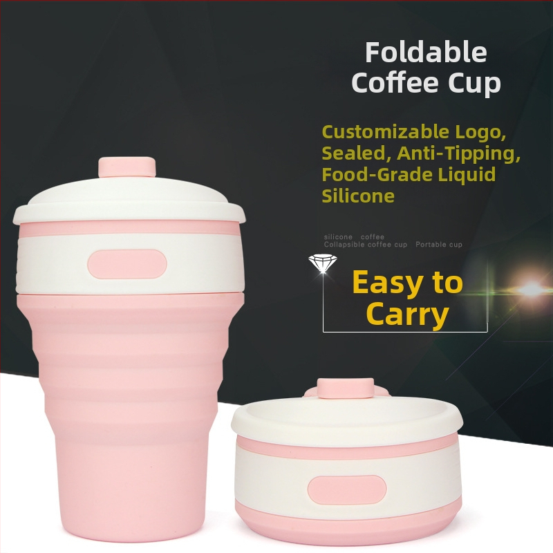 Ronya silikónový skladací hrnček na kávu, 350 ml, minimalistický dizajn, prenosný a skladný