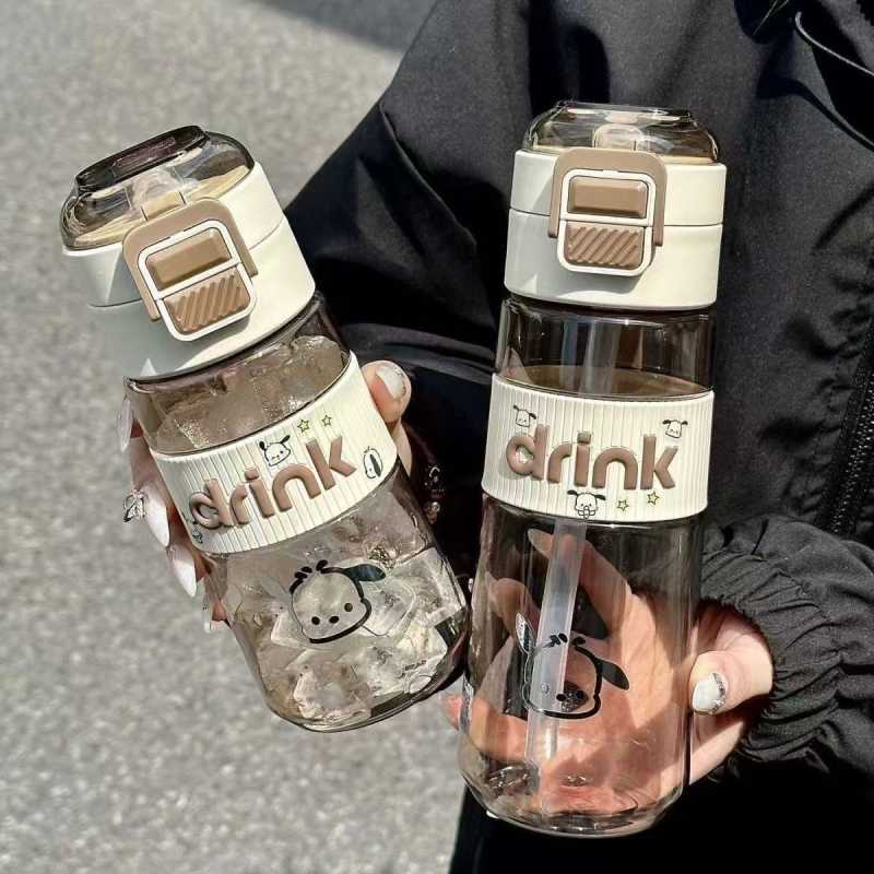 Pahar din plastic cu pai pentru elevi, portabil, capacitate mare, rezistent la cădere, aspect elegant pentru fete, potrivit pentru școală, design simplu pentru copii