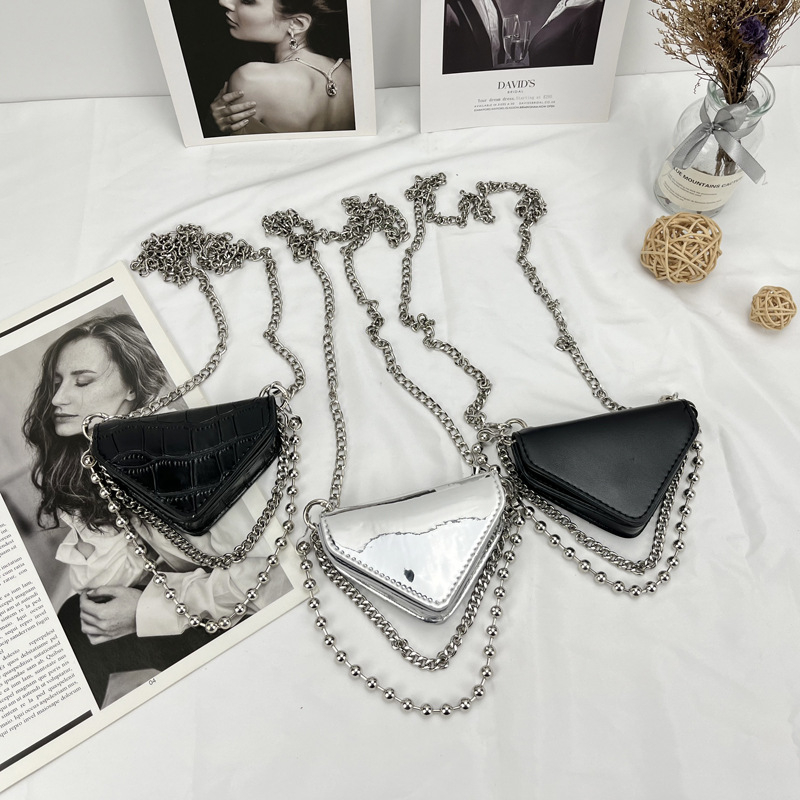 PU mini crossbody torba s geometrijskim uzorkom, trokutni oblik, ženski gradski stil