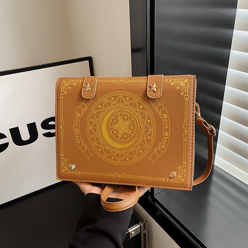 Ženska crossbody torbica Star Moon Magic Book s preklopnim poklopcem, srednja veličina, PU koža, dnevna elegancija
