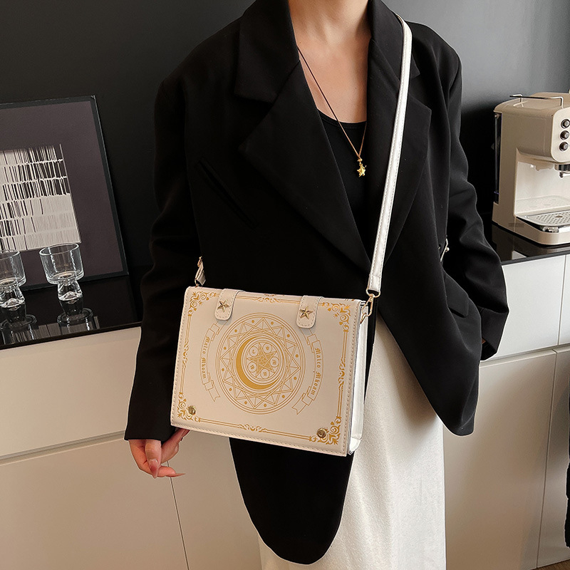 Ženska crossbody torbica Star Moon Magic Book s preklopnim poklopcem, srednja veličina, PU koža, dnevna elegancija