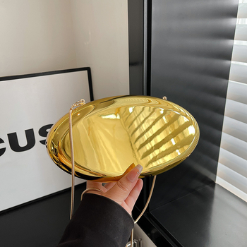 Akrilna ovalna clutch torba s retro metalnom ručkom, večernja crossbody torba