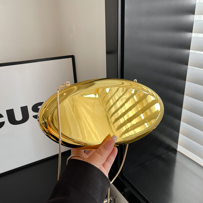 Akrilna ovalna clutch torba s retro metalnom ručkom, večernja crossbody torba