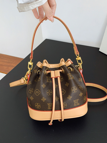 Ženska torba s dojmom luksuza, vintage print bucket torba s vezicom, za nošenje na rame ili crossbody