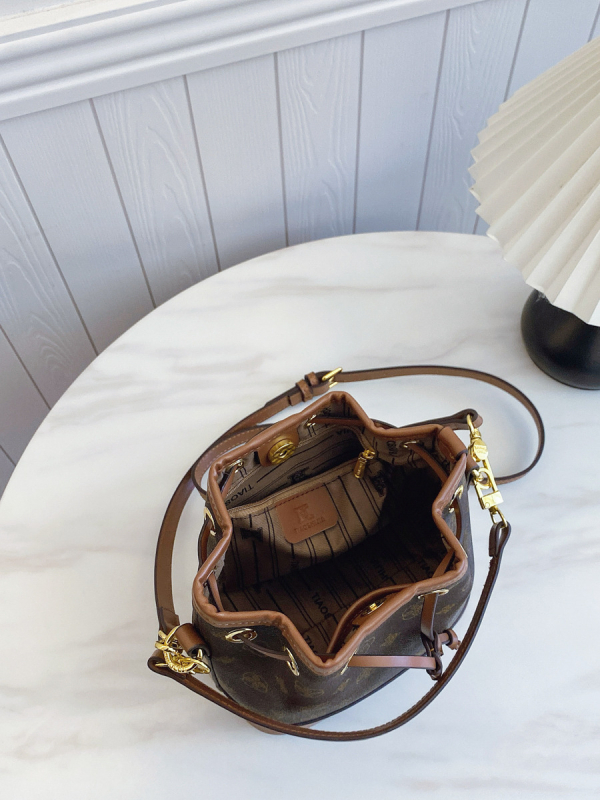 Ženska torba s dojmom luksuza, vintage print bucket torba s vezicom, za nošenje na rame ili crossbody