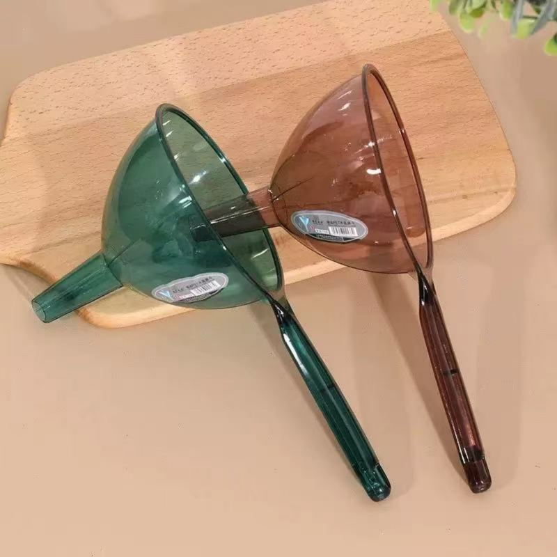 Funnel din plastic transparent pentru lichide, diametru mare, corp îngroșat, mâner lung, bucătărie
