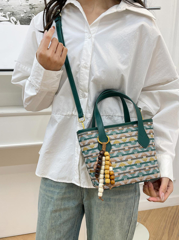 2026 nova retro geometrijska tkanina torba s privjeskom od perlica – žena torba preko ramena i crossbody