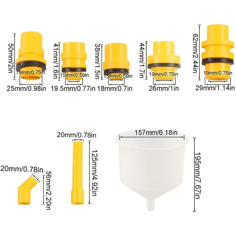 Set de umplere a lichidului de răcire, anti-pătrundare, 19 piese, din plastic, clemă cu mai multe duze în formă de lotus, neelectric