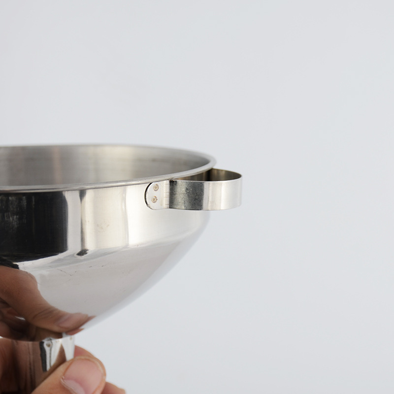 Funnel din oțel inoxidabil pentru turnare, cu plasă de filtrare, diametru mare – accesoriu bucătărie