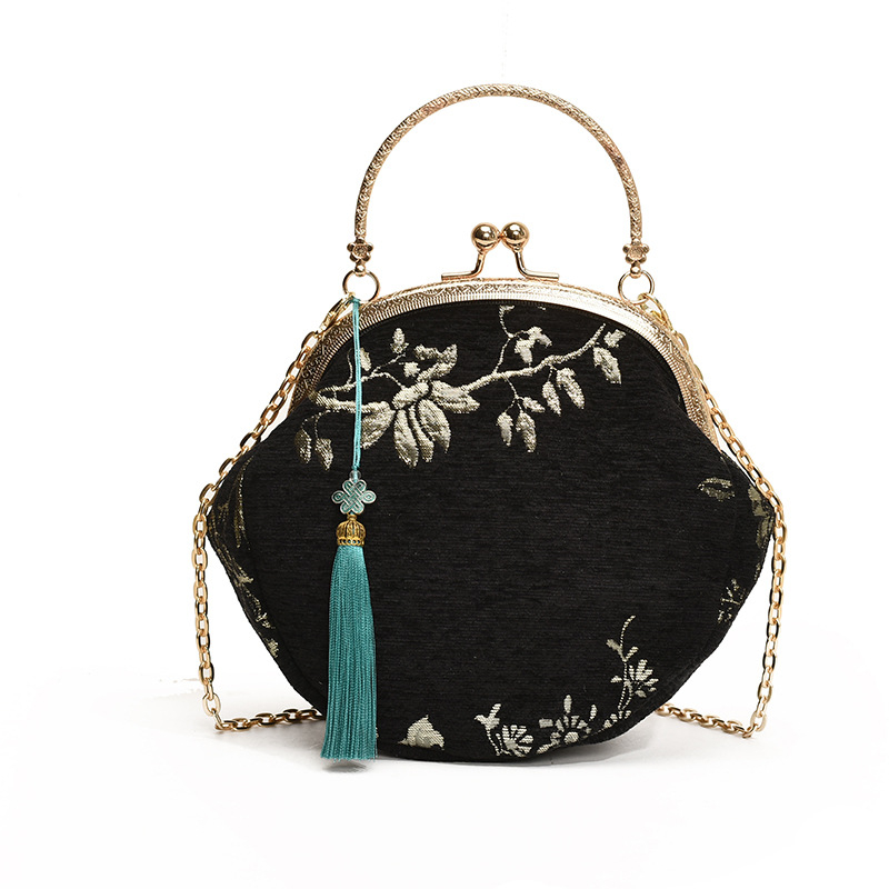 Ženska svila Hanfu stil torba s lancem, mala crossbody torba u obliku školjke