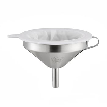 Set de 4 pâlnii din oțel inoxidabil și filtru pentru gem cu plasă 200 mesh, diametru 13 cm, îngroșat