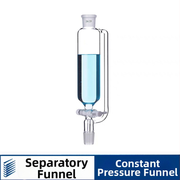 Sklenený lievik s konštantným tlakom a PTFE lievik s konštantným tlakom na kvapkové dávkovanie, valcovitý, objemy 100 ml, 250 ml a 500 ml
