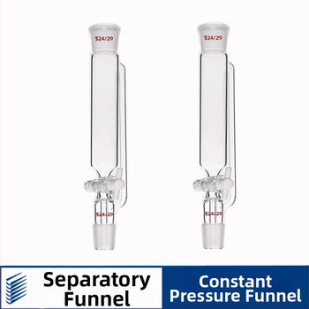 Sklenený lievik s konštantným tlakom a PTFE lievik s konštantným tlakom na kvapkové dávkovanie, valcovitý, objemy 100 ml, 250 ml a 500 ml