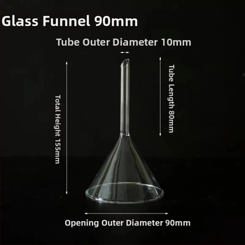 Sklenený trojuholníkový lievik s krátkou trubkou, konický tvar, chemické laboratórium, 40, 60, 75, 90 mm