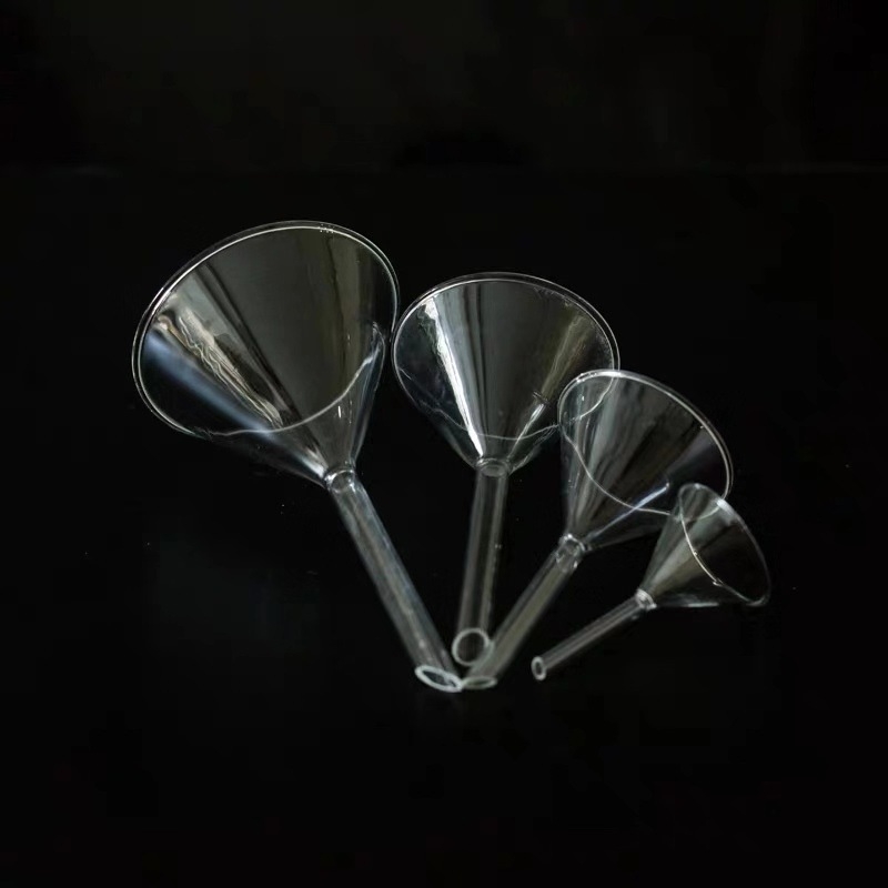 Pâlnie de sticlă, triunghiulară, cu țeavă scurtă, conică, pentru laborator chimic, 40, 60, 75, 90 mm