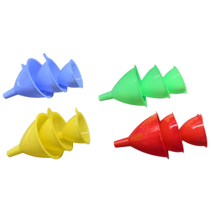Set de 3 pâlnii colorate din plastic, multifuncționale, pentru vin și ulei