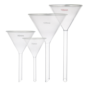 Pâlnie din sticlă borosilicată 1504, cu gât lung și gât scurt, formă triunghiulară de laborator, conică, cu design îngroșat