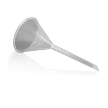 Pâlnie din plastic, 75 mm, PP, triunghiulară și conică, pentru laborator, separare lichide și dozare