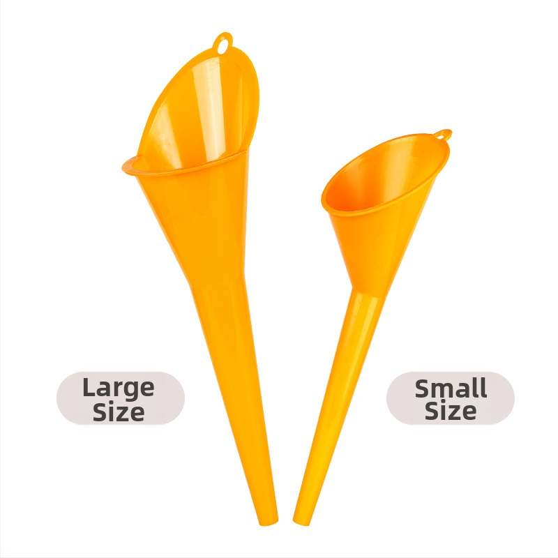 Lievik na palivo s dlhým výstupom pre autá a motocykle, hrubý plast, viacúčelový, malý rozmer, dĺžka 26 cm, priemer otvoru 8,7 cm