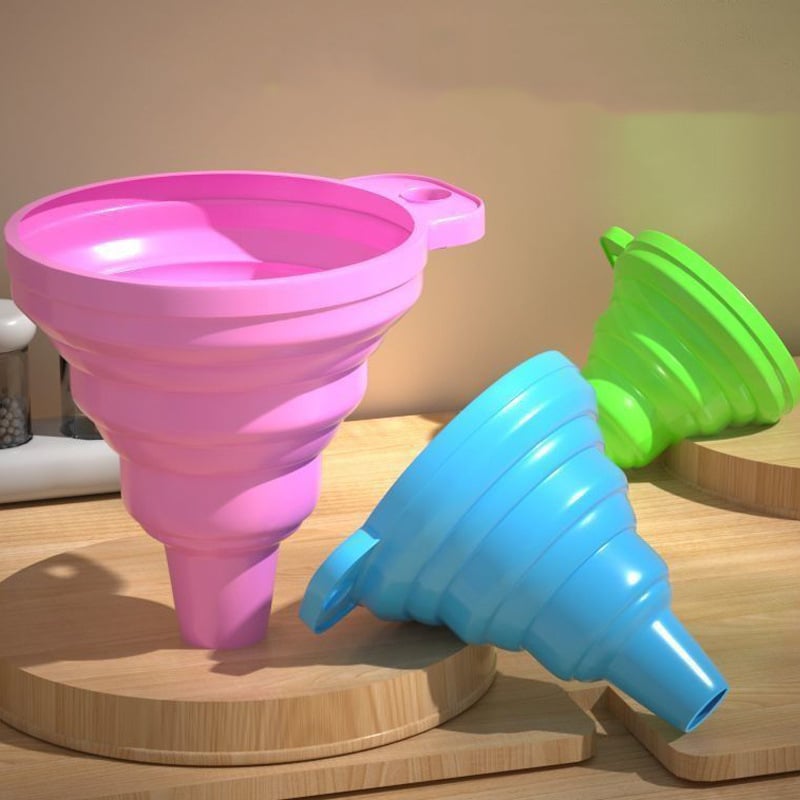 Pâlnie de bucătărie din plastic, pliabilă, cu diametru mic, pentru turnarea uleiului
