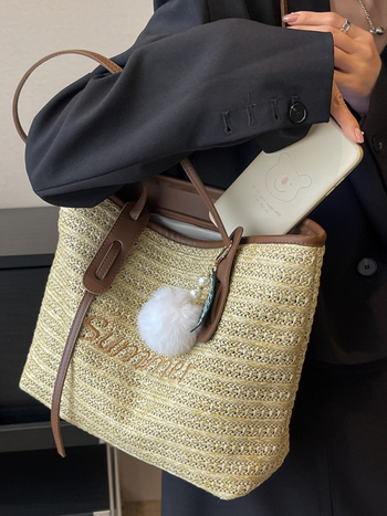 Ljetna velika kapacitna torba od slame za žene, torba preko ramena, tote stil, nišni dizajn