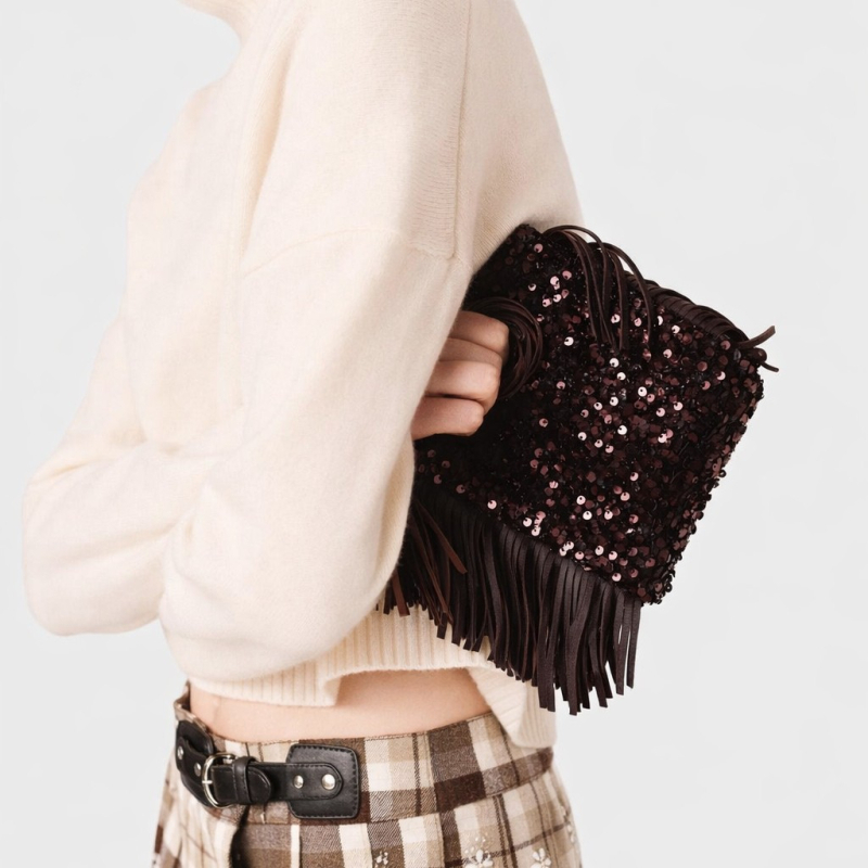 2026 šljokičasta tašna s resicom, mala PVC torba preko ramena, crossbody, proljeće-ljeto moda