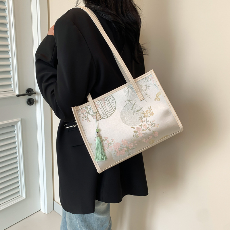 Ženska torba u kineskom stilu s retro dizajnom, jacquard tote torba, velikog kapaciteta