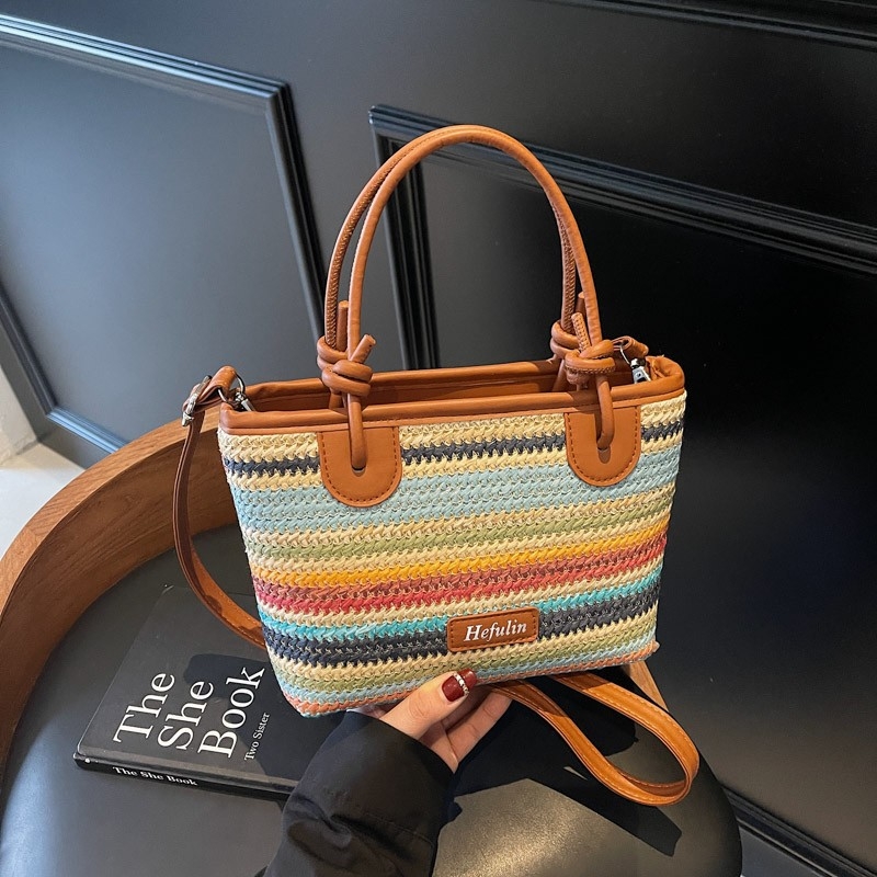 Ljetna pletena ženska torba, velika zapremina, torba preko ramena i crossbody, jednostavan dizajn