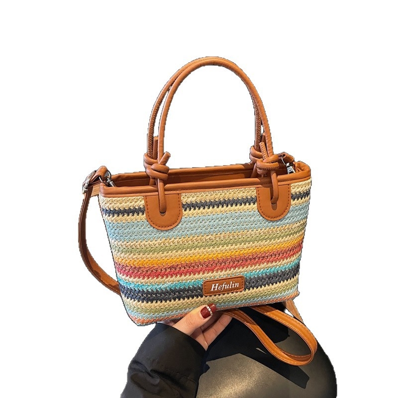 Ljetna pletena ženska torba, velika zapremina, torba preko ramena i crossbody, jednostavan dizajn