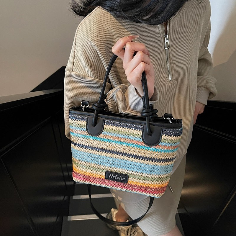 Ljetna pletena ženska torba, velika zapremina, torba preko ramena i crossbody, jednostavan dizajn