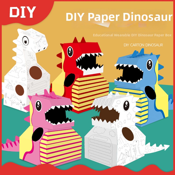 Kartónový dinosaurus kostým pre deti 3-6 rokov, DIY skladací kostým, rekvizita na školské predstavenie
