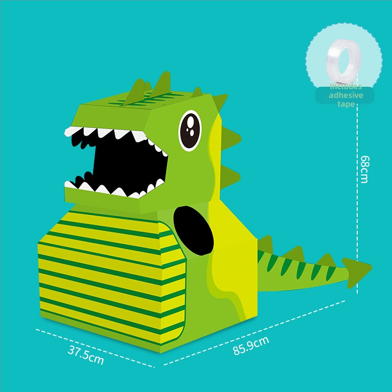 Kartónový dinosaurus kostým pre deti 3-6 rokov, DIY skladací kostým, rekvizita na školské predstavenie