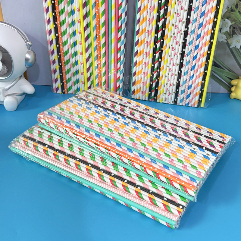 Set od 100 dugih papirnatih slamki za marshmallow, 6x30, višebojne ukrasne štapiće za desert, šuplje