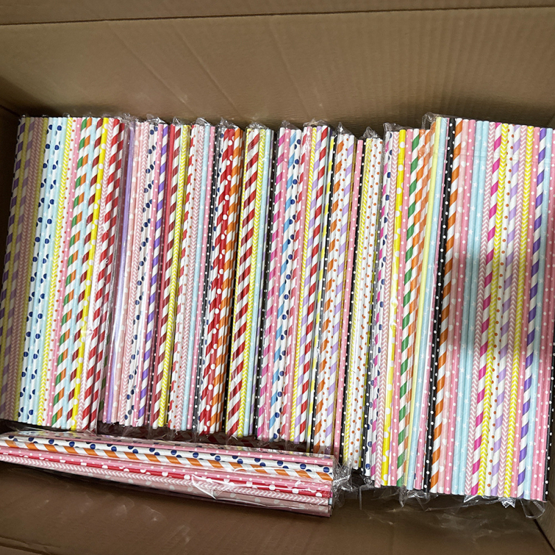 Set od 100 dugih papirnatih slamki za marshmallow, 6x30, višebojne ukrasne štapiće za desert, šuplje