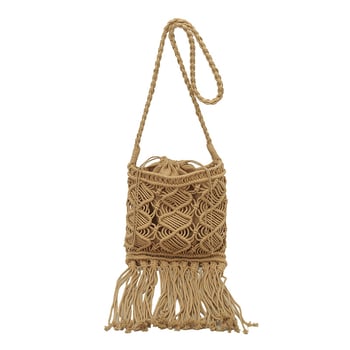 Ženska torbica s resama od slame, 2026. novi model za odmor na plaži, preko ramena ili crossbody, pletena od pamukovih vlakana, velika kapaciteta