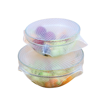 Capace din silicon alimentar, reutilizabile pentru frigider, compatibile cu microundele, transparente, set de 2