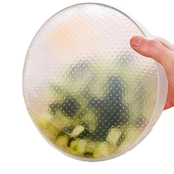 Capace din silicon alimentar, reutilizabile pentru frigider, compatibile cu microundele, transparente, set de 2