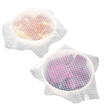 Capace din silicon alimentar, reutilizabile pentru frigider, compatibile cu microundele, transparente, set de 2