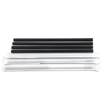Crne ravne slamke za piće, 8 mm x 210 mm, pojedinačno pakirane u papirnatoj ambalaži, paket 100 kom.