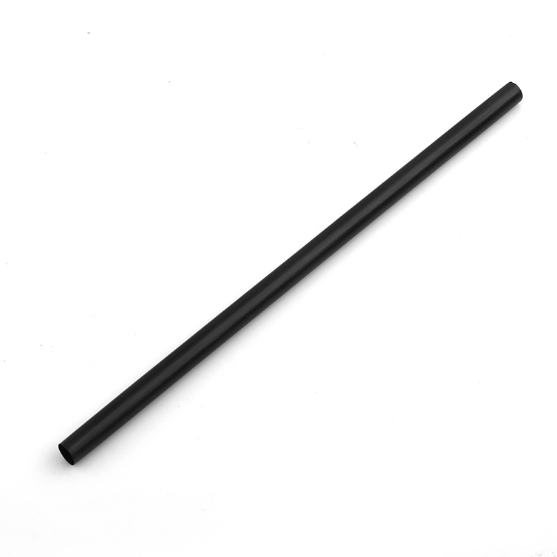 Crne ravne slamke za piće, 8 mm x 210 mm, pojedinačno pakirane u papirnatoj ambalaži, paket 100 kom.